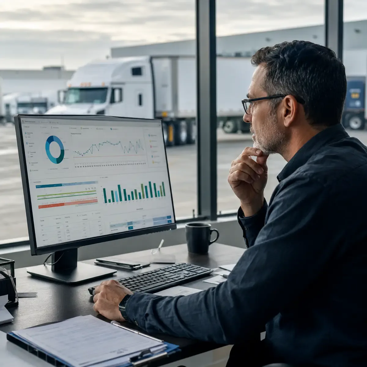 Small motor carrier reviewing FMCSA Safety Measurement System data after a roadside inspection