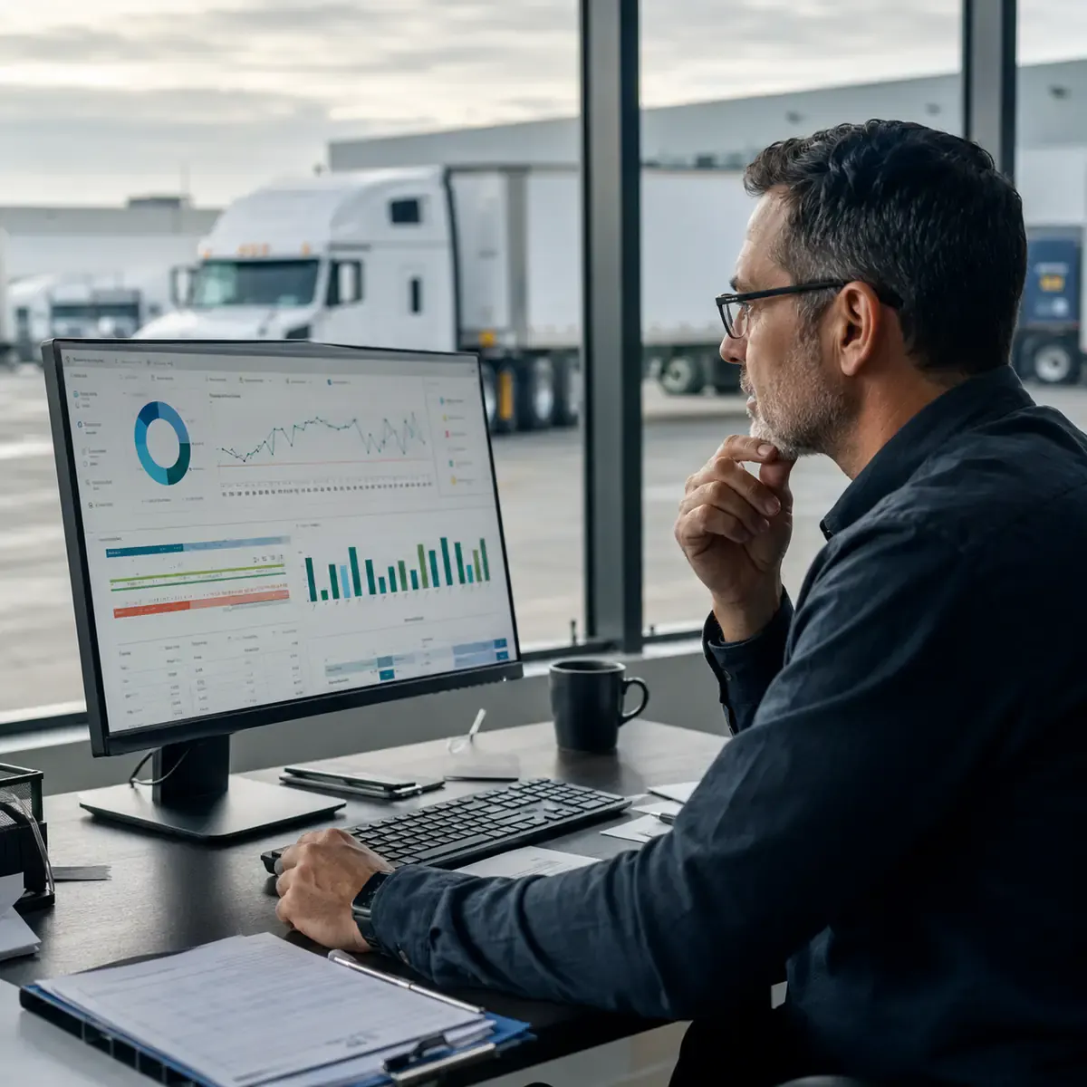 Small motor carrier reviewing FMCSA Safety Measurement System data after a roadside inspection